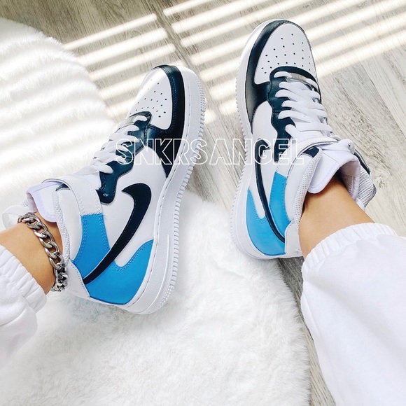 Custom nike air force 1 sneakers blue black